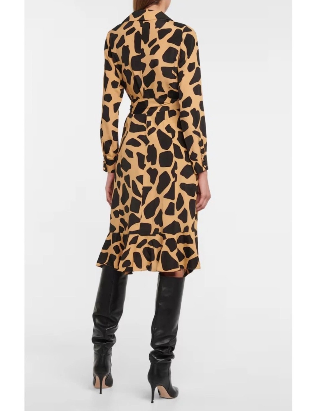 DIANE VON FURSTENBERG Size 10 Eden 
Giraffe Printed Crepe De Chine Wrap Dress - Picture 2 of 7